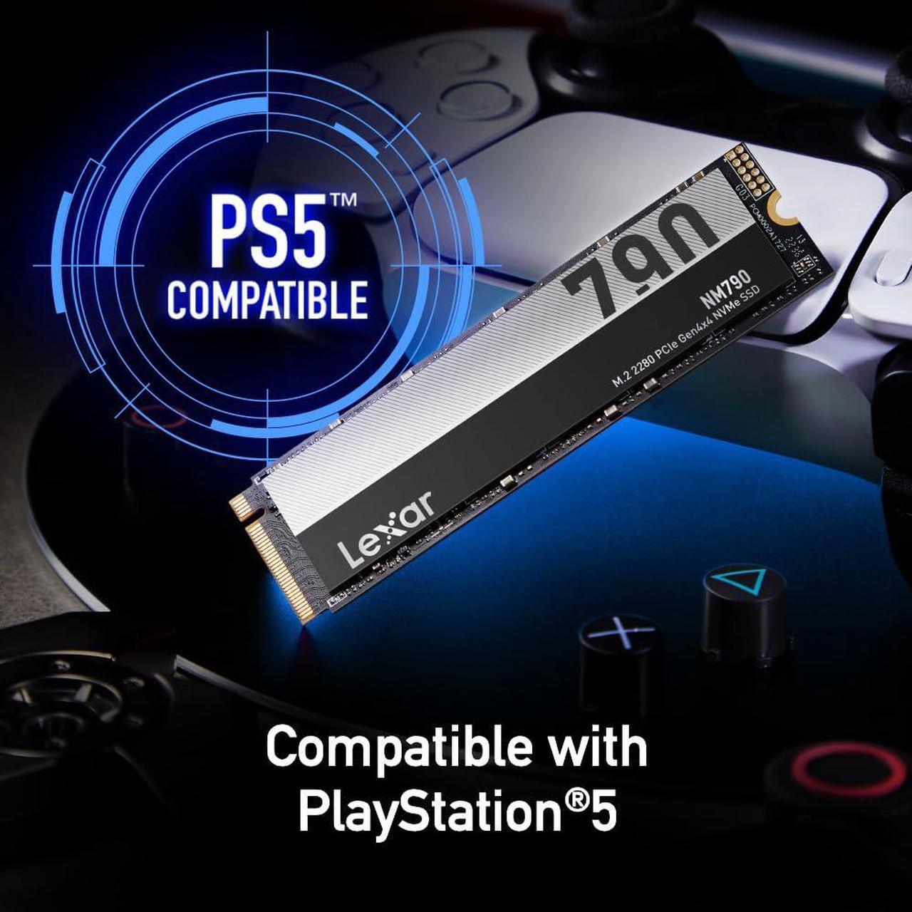 Alt view image 5 of 5 - Lexar 1TB NM790 SSD PCIe Gen4 NVMe M.2 2280 Internal Solid State Drive, Up to 7400/6500 MB/s Read/Write, Compatible with PS5, for Gamers and Creators, Black (LNM790X001T-RNNNU)