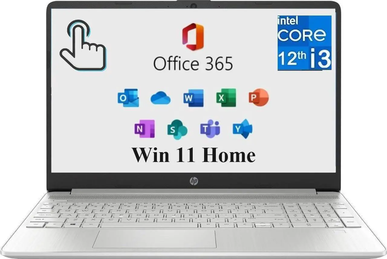 Main image of HP 2024 15 Laptop 15.6" HD+ Touchscreen, Intel Core i3-1215U, with Microsoft Office 365, 8GB RAM, 256GB PCIe SSD,Win 11 Home Long Battery Life, Natural Silver