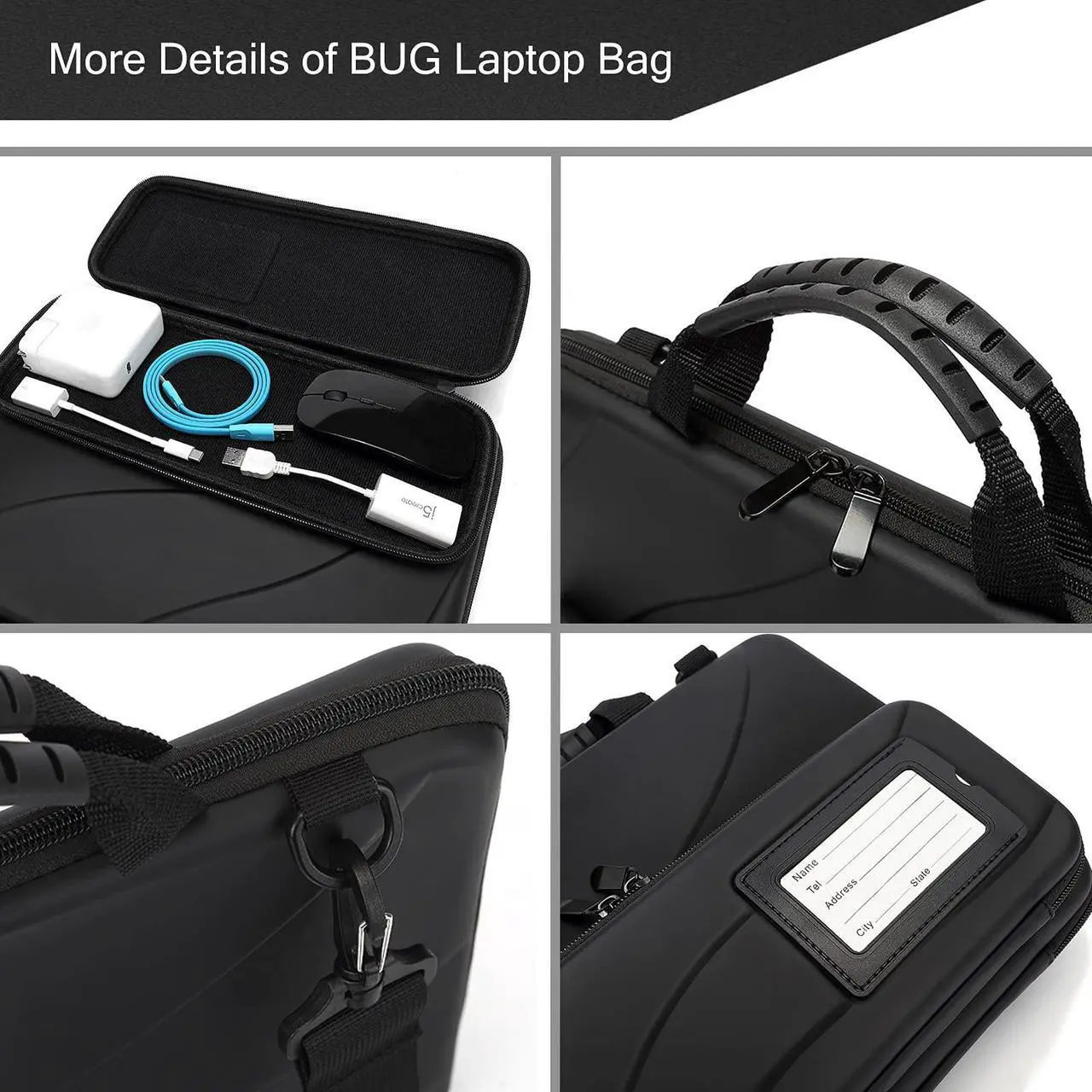 Alt view image 3 of 5 - Laptop Case for 14.1-15.6 Inch Macbook Pro Air Chromebook HP Lenovo Work-in Notebook Computer Hard Shell Laptop Bag for Men Women with Pouch and Shoulder Strap (14.2"L x 9.5"W, Black)