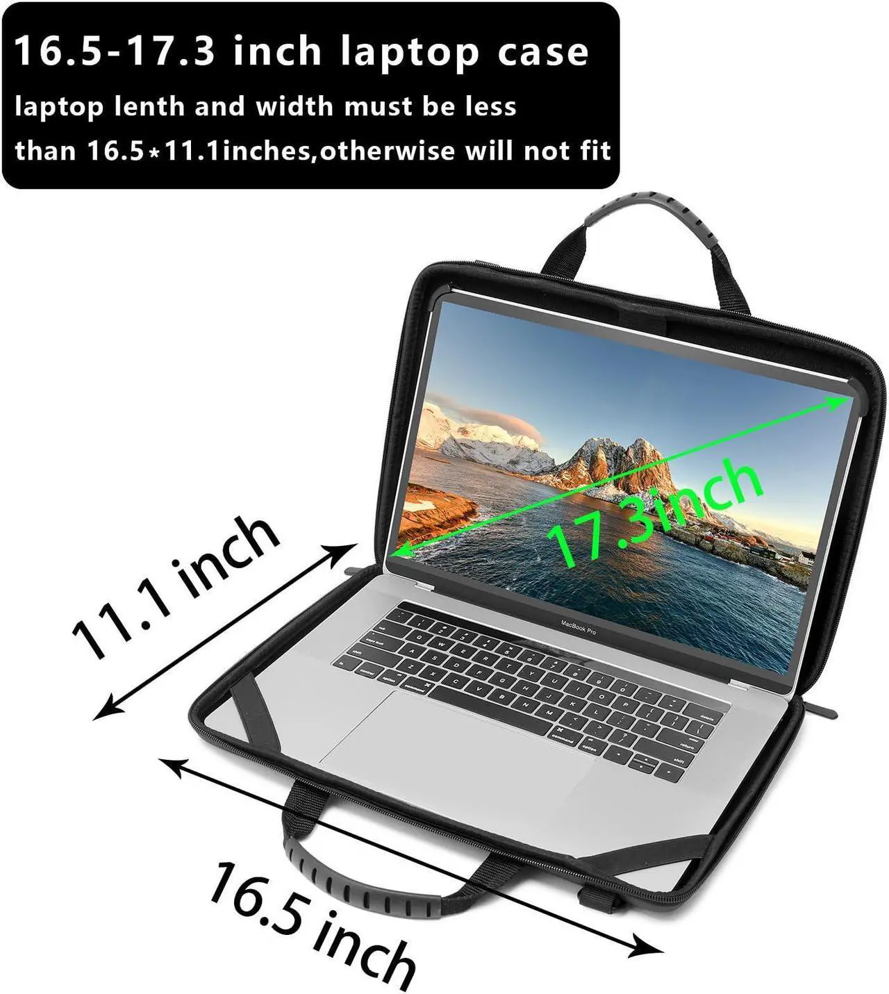 Alt view image 4 of 5 - Laptop Case for 14.1-15.6 Inch Macbook Pro Air Chromebook HP Lenovo Work-in Notebook Computer Hard Shell Laptop Bag for Men Women with Pouch and Shoulder Strap (14.2"L x 9.5"W, Black)