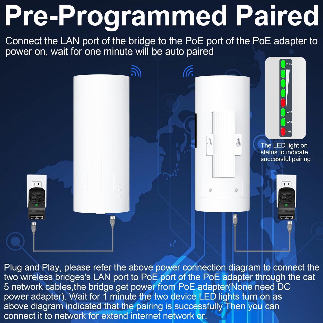 Alt view image 5 of 5 - Point to Point Starlink Internet Wireless Long Range Transmission with Bracket Mount for Starlink Gen 3 Router, Starlink WiFi Extender, 5.8GHz 3KM 1000Mbps with 18dBi High Gain Antenna, 2 Pack