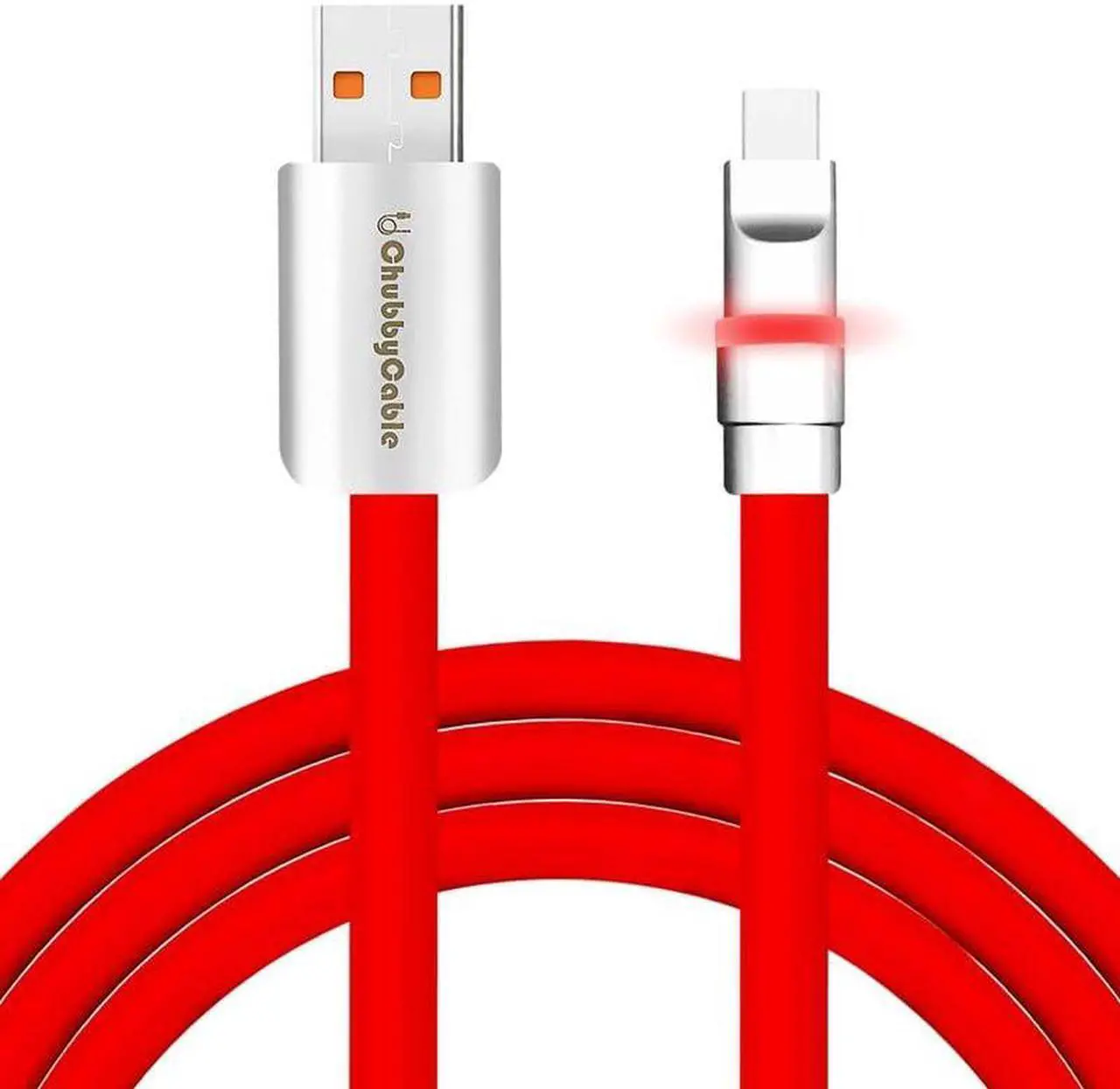 Main image of chubbycable Neon Chubby - Fast Charge Cable with Smart Light RGB Color Gradual Light Up LED USB Charging Cable, Red, USB-A to Type-C, 13.1 FT