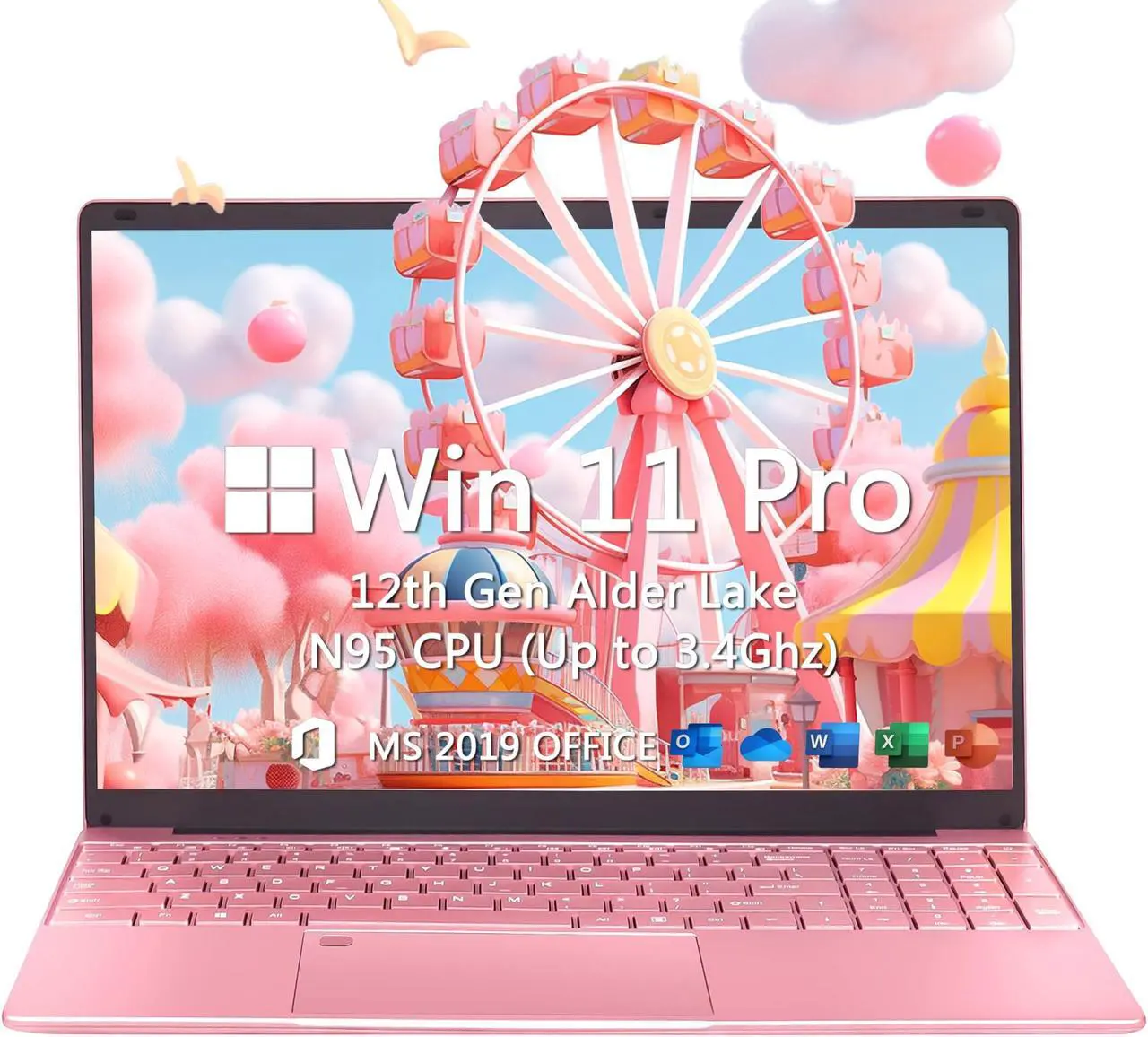 Main image of OMSERVB 15.6" Pink Laptop,12th Gen N95(Up to 3.4Ghz),DDR4 32G RAM, 1TB NVME SSD, Win 11&Office 2019,Fingerprint Lock,Portable Notebook PC with Backlit KB (TB, 1)