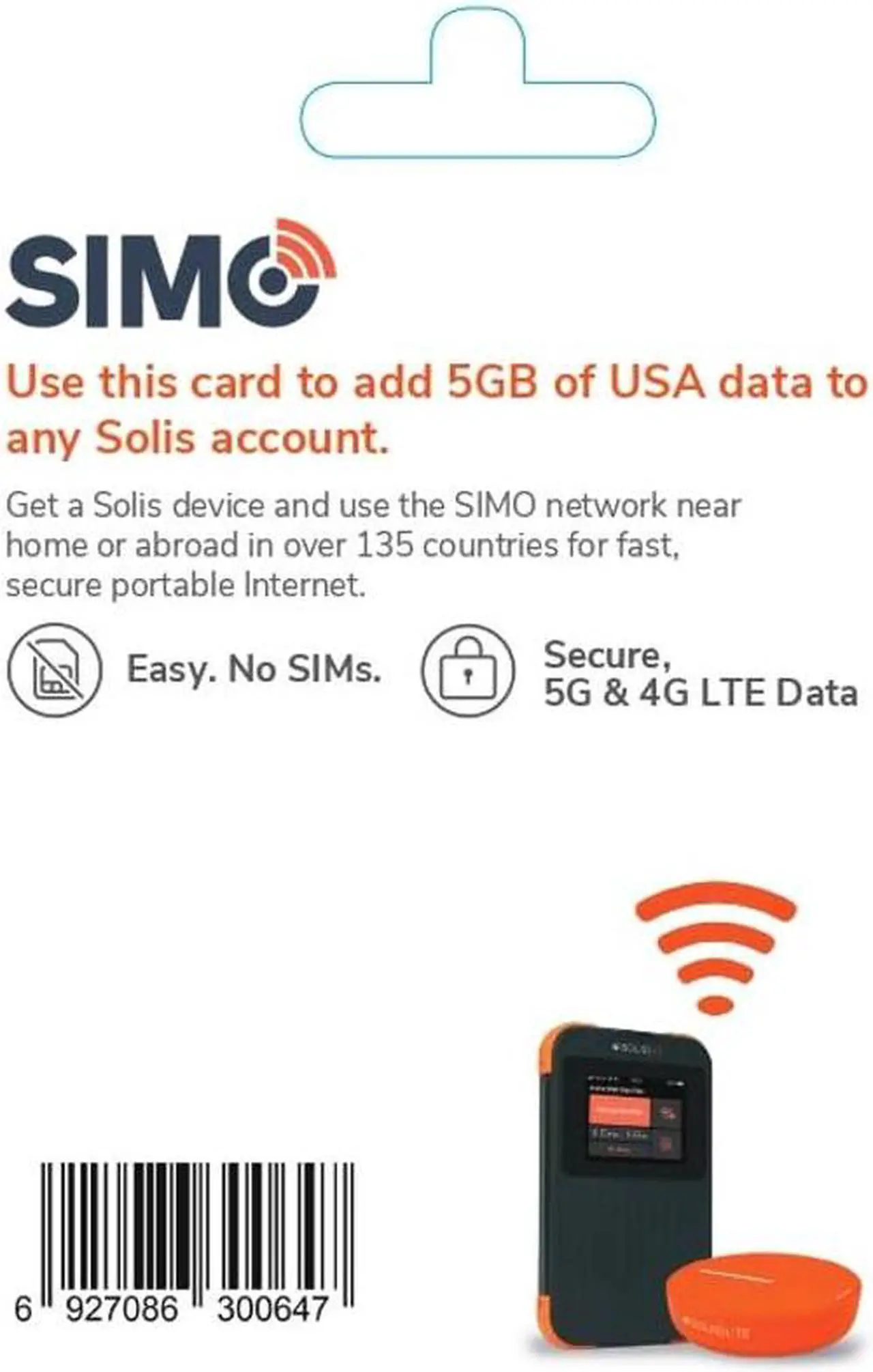 Alt view image 4 of 5 - SIMO Solis Lite 4G LTE Mobile Hotspot, Portable WiFi for Travel in 140+ Countries, No SIM Card or Contract Required, Multi-Carrier Network Wireless, 10 Devices, 1GB/Month Lifetime + 5GB US Data