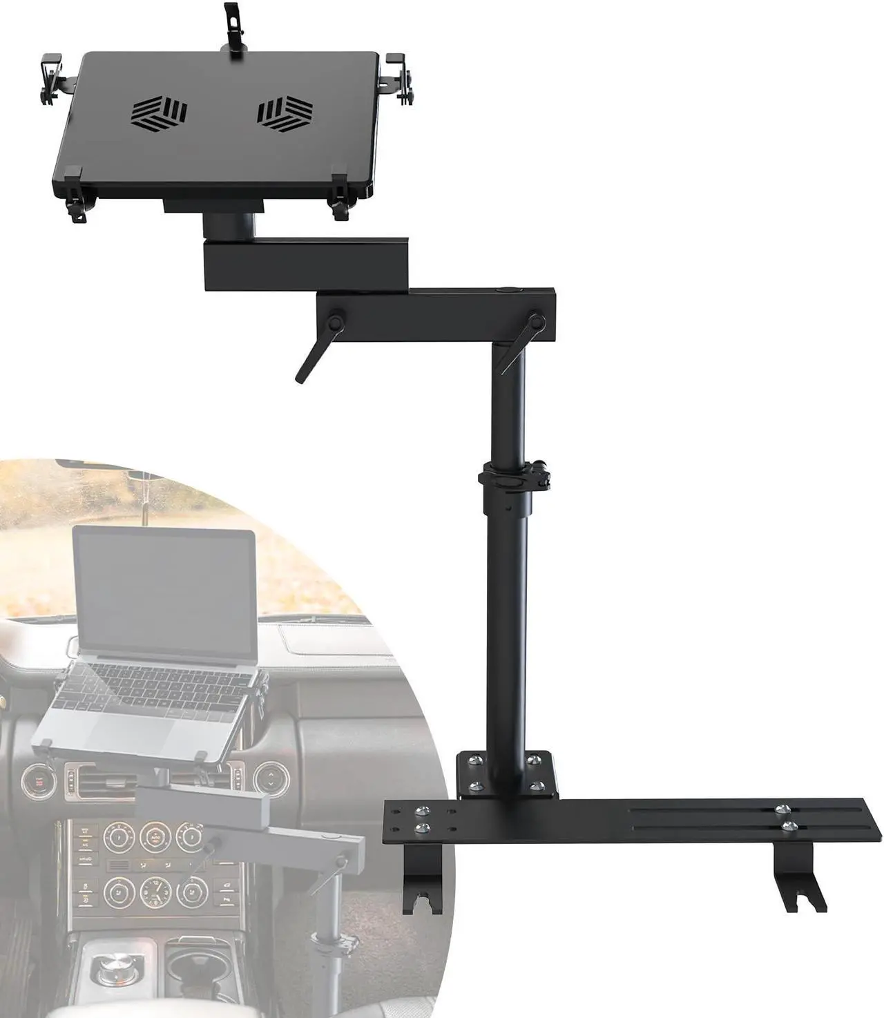 Main image of SPIRRELAB Car Laptop Mount for Vehicle, Trucks, Vans, Adjustable Aluminum No-Drill Laptop Car Holder