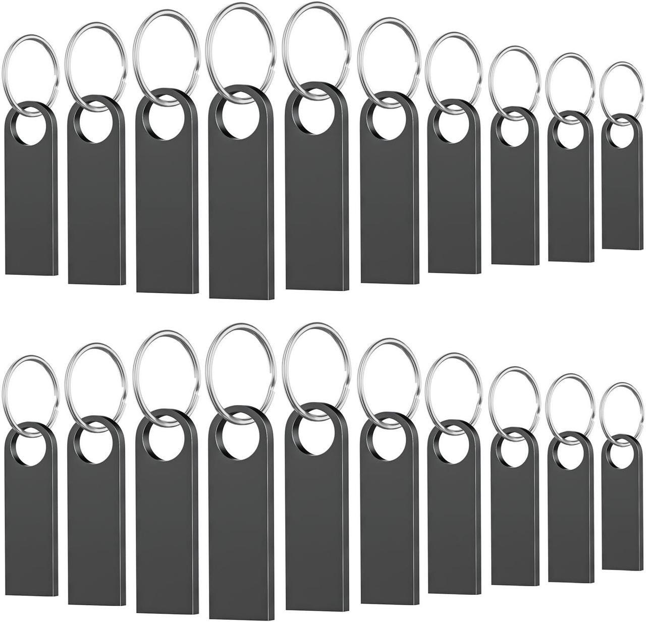 Main image of 20 Pack 2GB USB Flash Drive with Keychains, Wooolken Sleek Metal USB 2.0 Thumb Drives Memory Stick for PC Laptop Computer(Dark Grey)