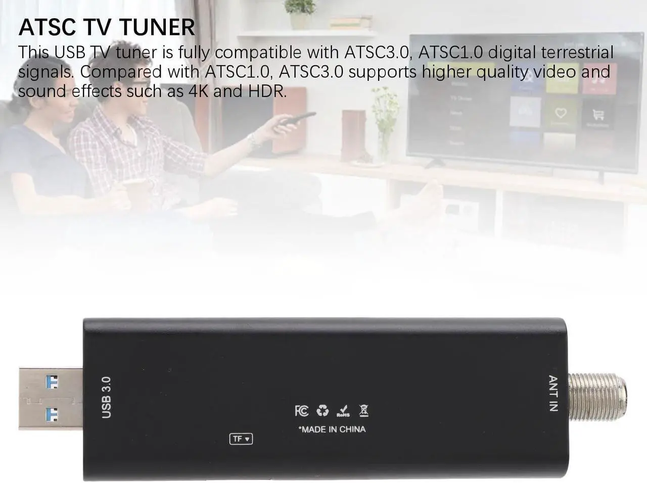 Alt view image 2 of 5 - ATSC3.0/1.0 OTA Meter, ATSC3.0/1.0 USB3.0 TV Tuner Stick Digital Terrestrial Tuner for TV, Phone, Tablet, Pad, Car Computer