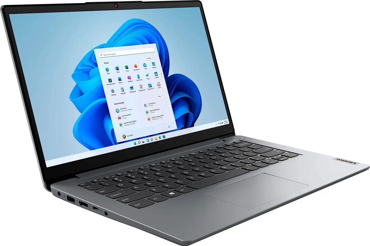 Alt view image 2 of 3 - Lenovo IdeaPad 1 14 Laptop, Intel Celeron N4020, 4GB RAM, 128GB Storage(64GB eMMC+64GB Micro SD), Intel UHD Graphics 600, Win 11 in S Mode, Cloud Grey