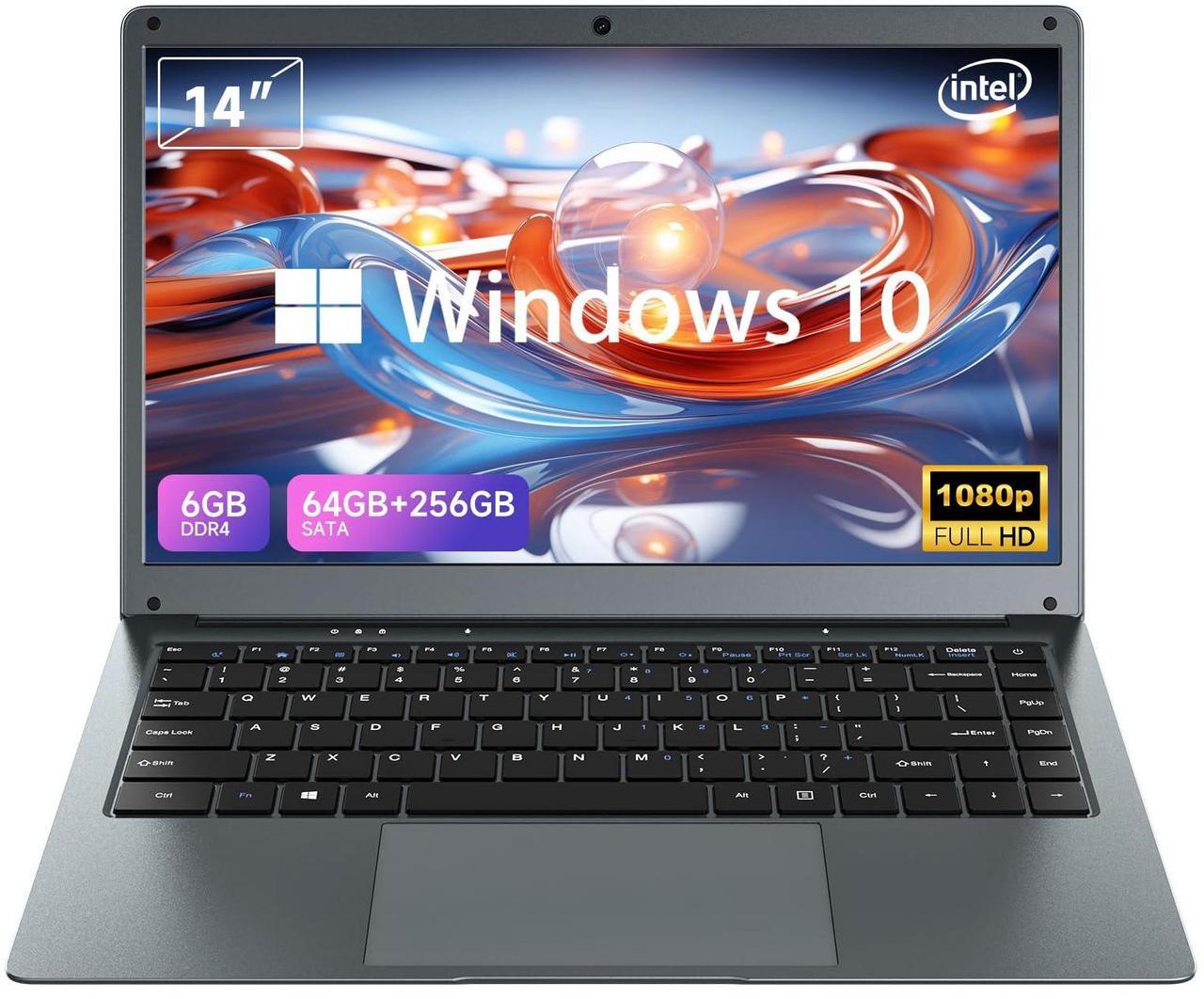 Main image of BLUEING 14" FHD Lightweight Laptop, Intel Celeron N3350 Laptop Computer, 6GB LPDDR4 RAM 320GB(64GB eMMC/256GB SSD), WI-FI 5, BT5.0, HD Camera, Windows 10 Laptop Computer for Home & Study