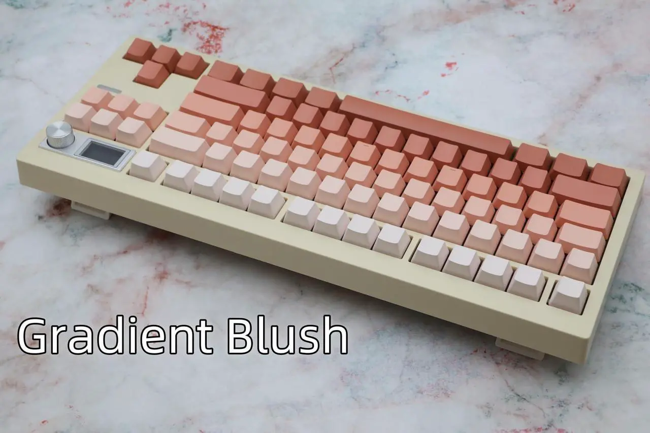 Alt view image 2 of 5 - Cmokifuly Side Printed Keycaps 136 Keys Shine-Through OEM Profile PBT Keycap Set for South-Facing Mechanical Keyboard,Side Print Gradient Color Keycaps (Gradient Orange)