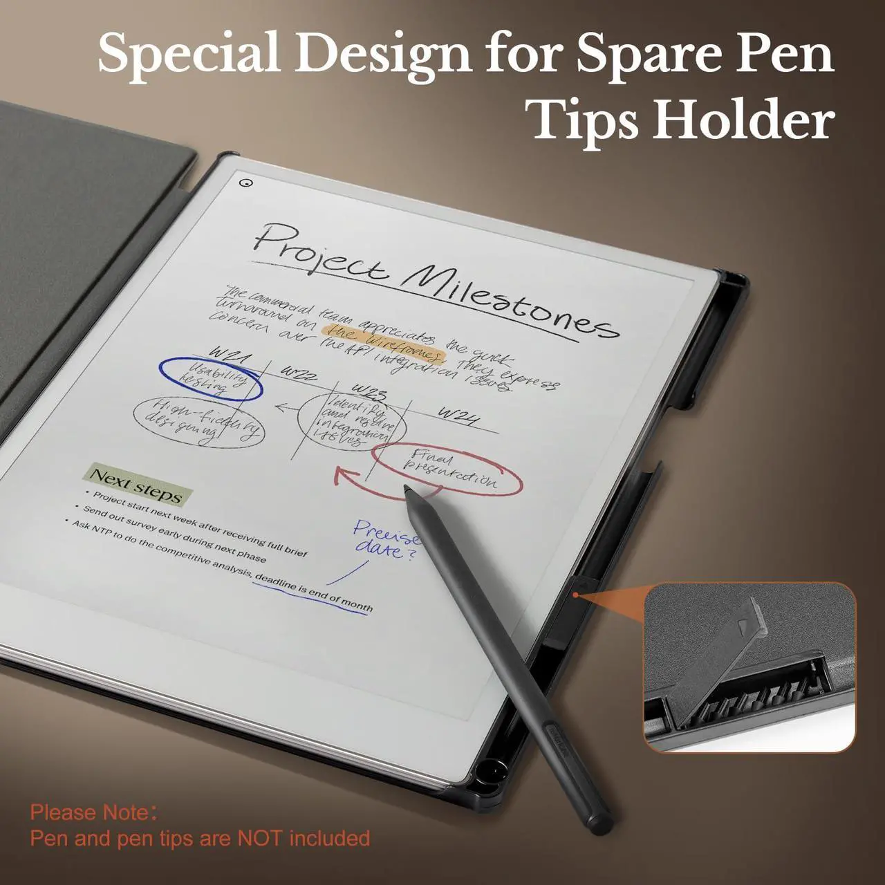 Alt view image 3 of 5 - CoBak Case for Remarkable Paper Pro Color Tablet 11.8" 2024 Released- Smart Auto Sleep/Wake Folio Lightweight Protective Cover with Built-in Pen Holder and Nibs Holder (Sage)