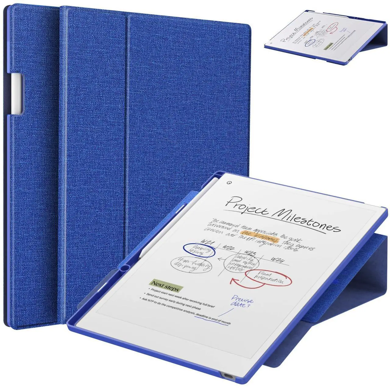 Main image of E NET-CASE Case for Remarkable Paper Pro Color 11.8"- Multi-Viewing & Auto Sleep/Wake Book Folio Cover with Built-in Pen Holder for Remarkable Paper Pro Tablet 11.8 inch 2024 Released (Blue)