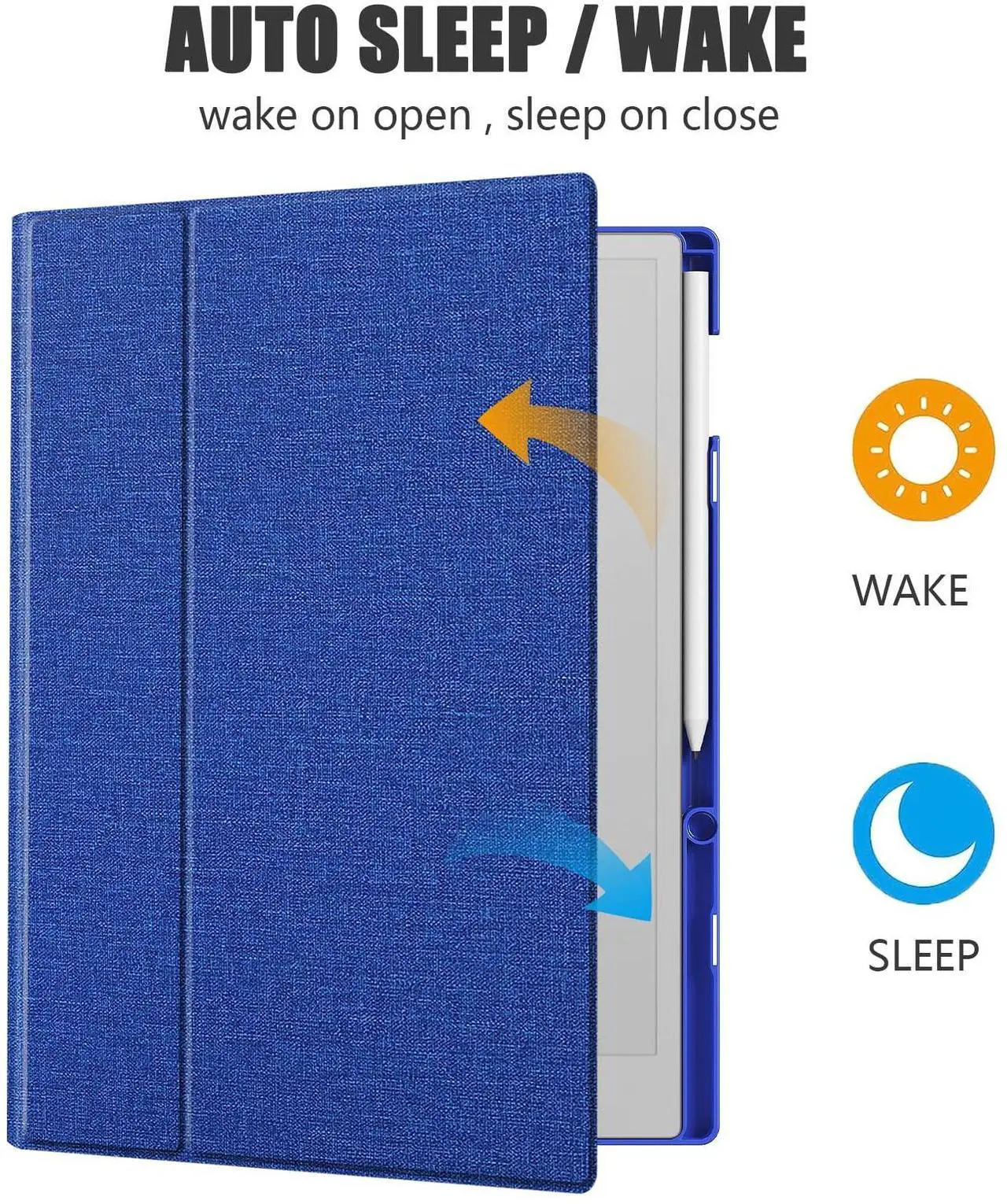 Alt view image 3 of 5 - E NET-CASE Case for Remarkable Paper Pro Color 11.8"- Multi-Viewing & Auto Sleep/Wake Book Folio Cover with Built-in Pen Holder for Remarkable Paper Pro Tablet 11.8 inch 2024 Released (Blue)