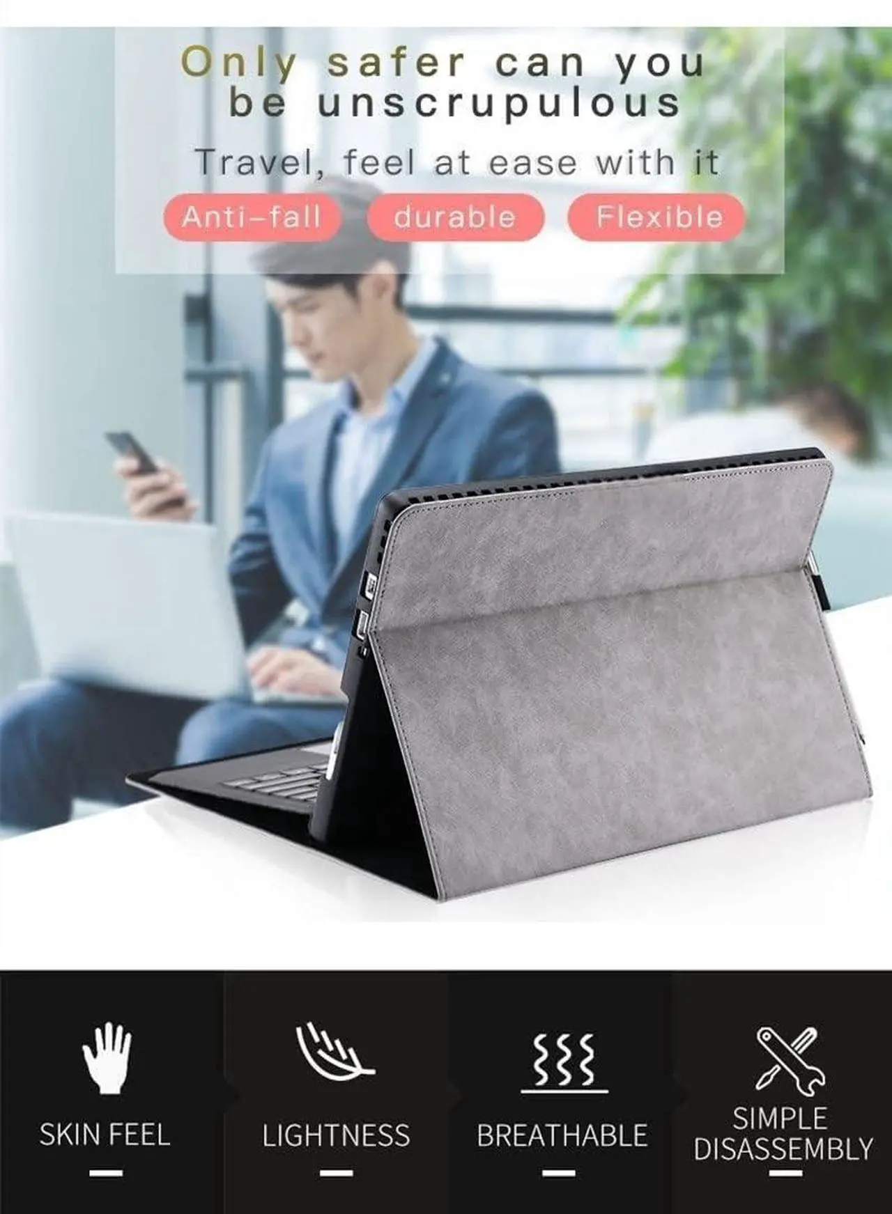 Alt view image 2 of 5 - Smart Case for Galaxy Tab S9 FE 10.9 Inch/Galaxy Tab S9 11 Inch 2023 with S Pen Holder,Stand Shockproof Flip Cover Compatible with Keyboard, Gray