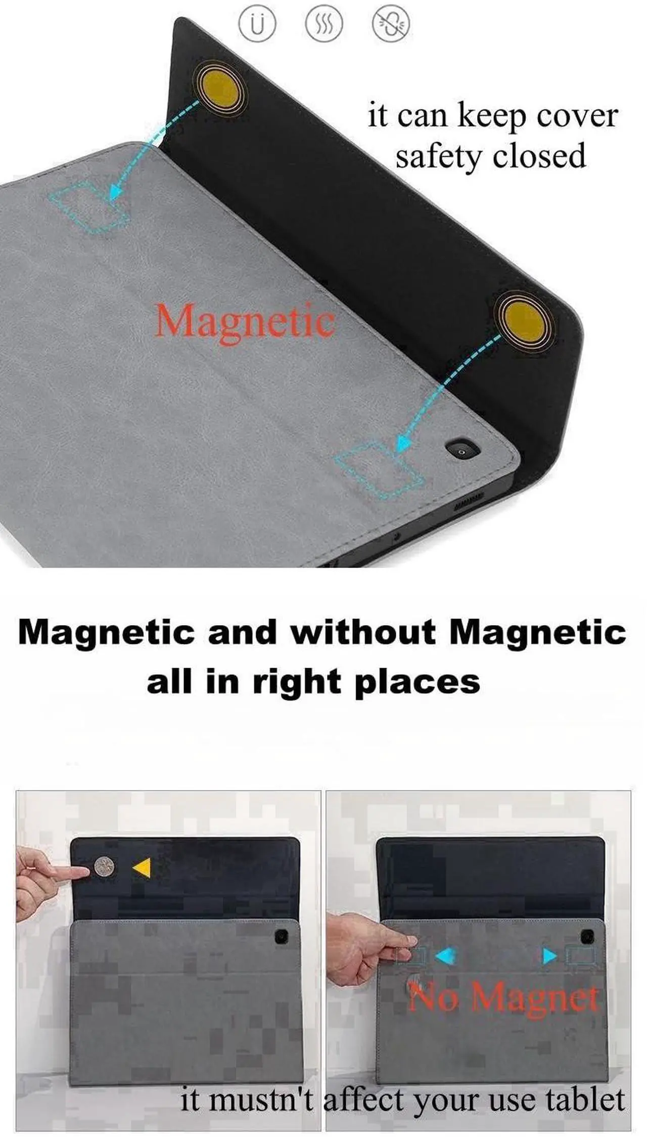 Alt view image 4 of 5 - Smart Case for Galaxy Tab S9 FE 10.9 Inch/Galaxy Tab S9 11 Inch 2023 with S Pen Holder,Stand Shockproof Flip Cover Compatible with Keyboard, Gray