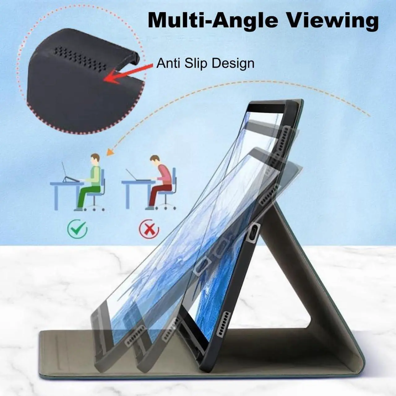 Alt view image 5 of 5 - Smart Case for Galaxy Tab S9 FE 10.9 Inch/Galaxy Tab S9 11 Inch 2023 with S Pen Holder,Stand Shockproof Flip Cover Compatible with Keyboard, Gray