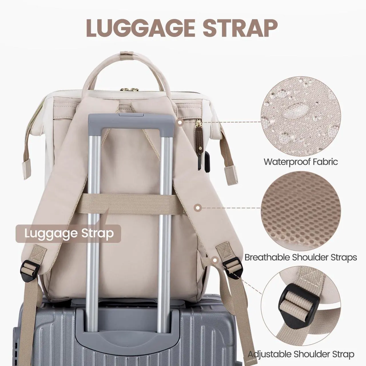 Alt view image 4 of 5 - LOVEVOOK Laptop Backpack for Women, 17 Inch Work Business Backpacks Purse with USB Port, Large Capacity Nurse Bag College Bookbag for School, Waterproof Casual Daypack for Travel