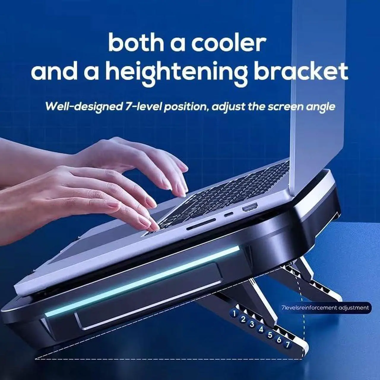 Alt view image 3 of 5 - Cooling pad for Lenovo Legion 5 5i 7 7i Legion Pro 5 5i 7 7i 9i Ultimate i9 Legion Slim 5 Gaming Laptop,Cooler with Powerful Turbo Cooling Fan, RGB Lights, Height Adjustable, Can Fast Cooling