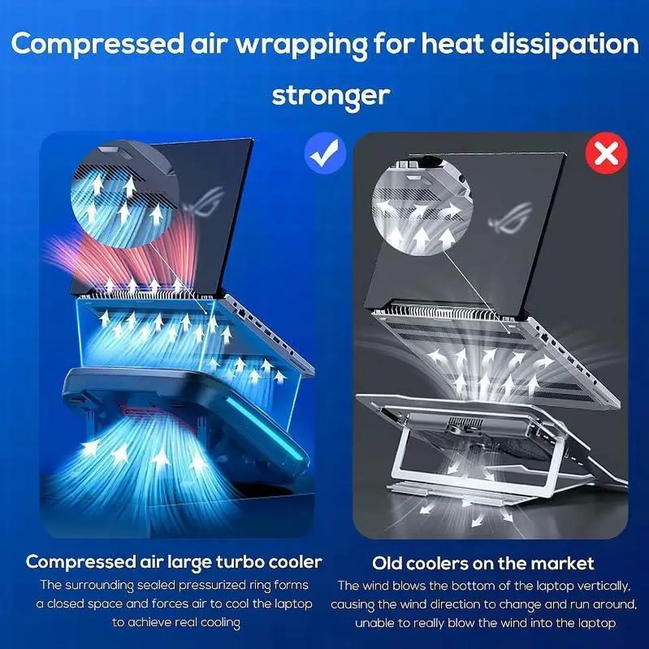 Alt view image 5 of 5 - Cooling pad for Lenovo Legion 5 5i 7 7i Legion Pro 5 5i 7 7i 9i Ultimate i9 Legion Slim 5 Gaming Laptop,Cooler with Powerful Turbo Cooling Fan, RGB Lights, Height Adjustable, Can Fast Cooling