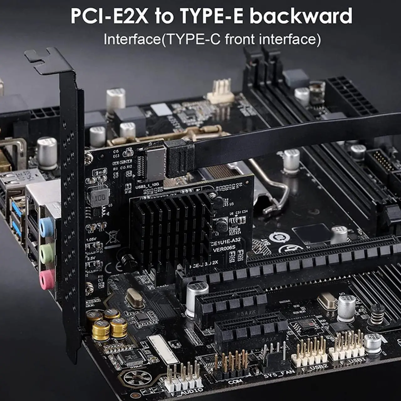 Alt view image 2 of 5 - PCIe to USB 3.2 Gen 2 Adapter Card, Type C Front Panel Internal Expansion Card, 10Gbps High Speed for ASMeida ASM3142 10Gbps Master Control