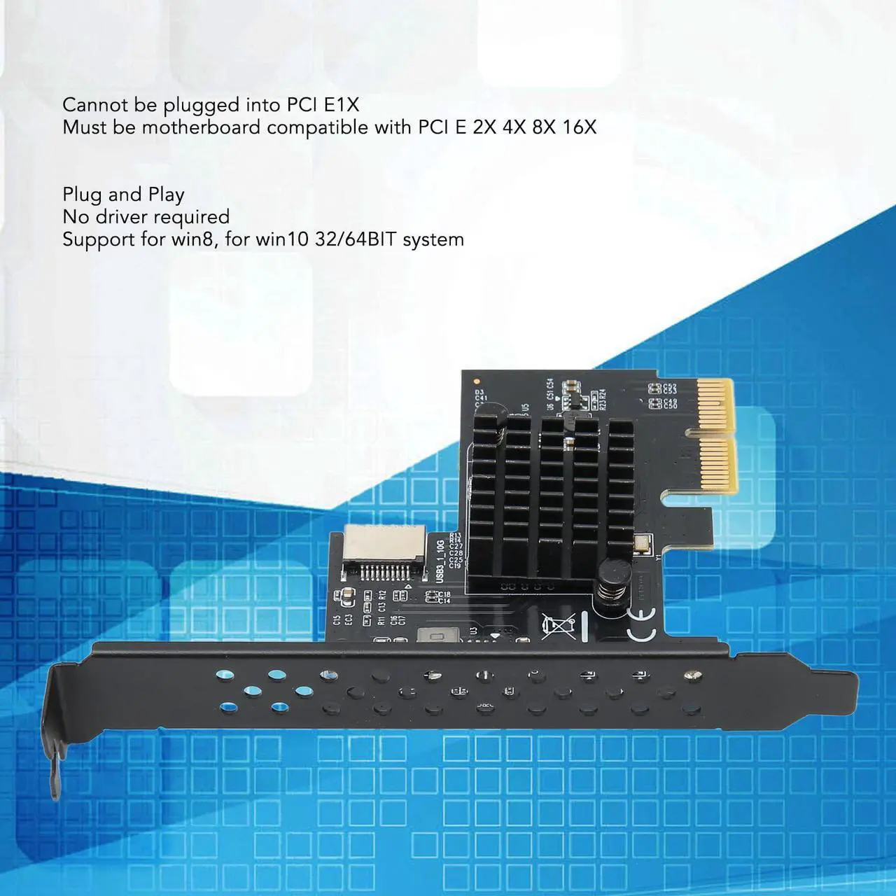 Alt view image 4 of 5 - PCIe to USB 3.2 Gen 2 Adapter Card, Type C Front Panel Internal Expansion Card, 10Gbps High Speed for ASMeida ASM3142 10Gbps Master Control