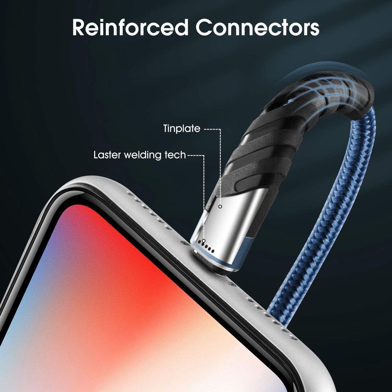 Alt view image 5 of 5 - CyvenSmart (2 Pack) Long iPhone Charger 10ft for [MFi Certified], 10 Foot Lightning Cable Fast Charging Cord 10 Feet for iPhone 12/12 Pro/11/11 Pro/11 Pro Max/XS/XS Max/XR/X/8/8 Plus/7/7 Plus/6 Navy