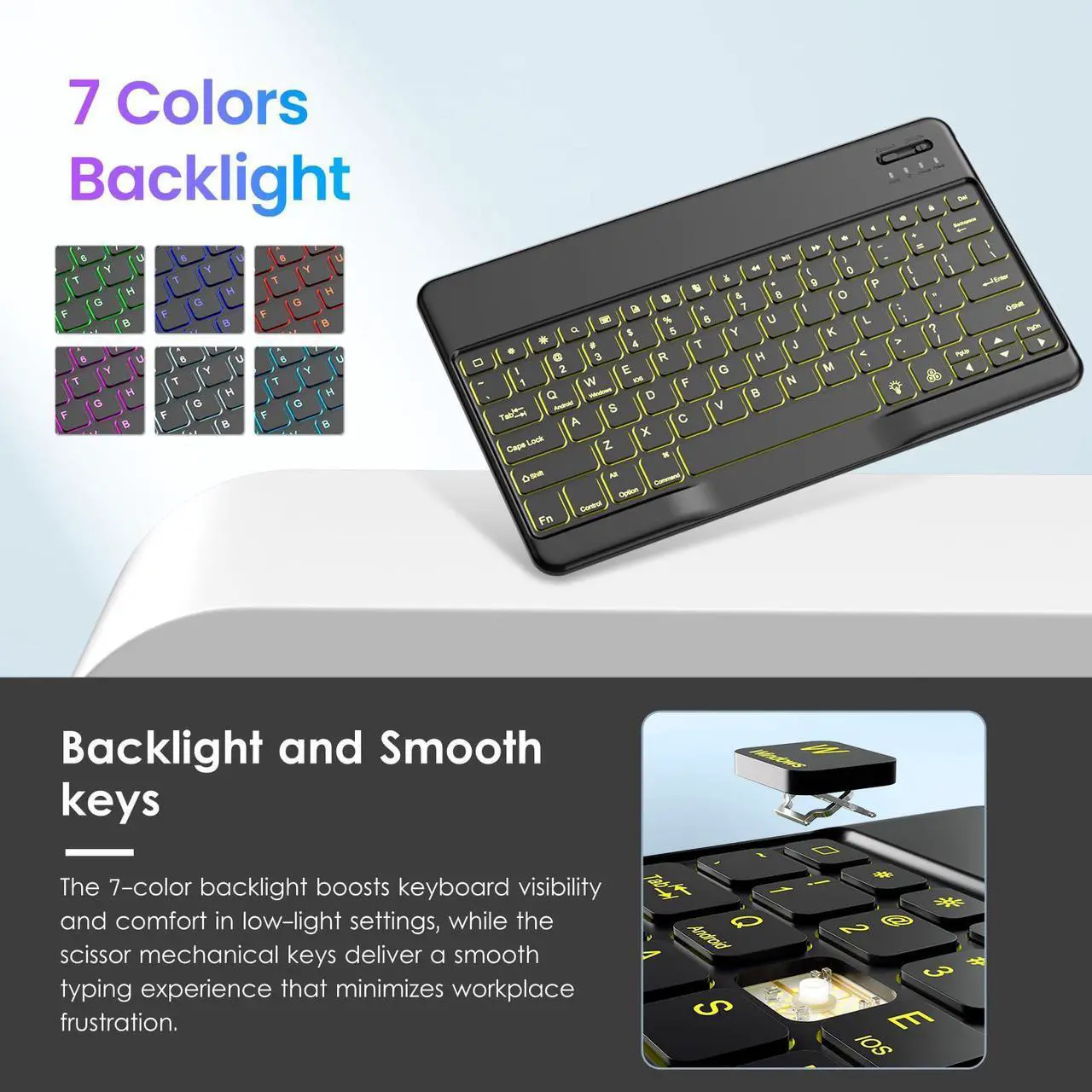 Alt view image 3 of 5 - VIKESI Keyboard Case for iPad Pro 13-inch M4 Released in 2024, Premium Leather Smart Cover, Built-in Breathing Light, Function Row, Pencil Holder, Card Slots - Black