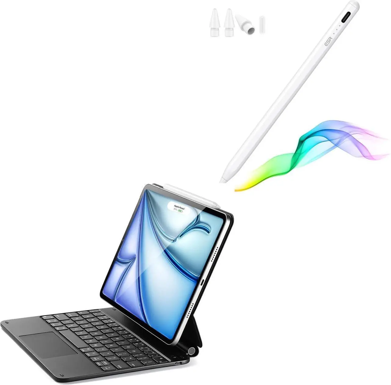 Main image of ESR iPad Air 13/Pro 12.9 Inch Case Keyboard + Stylus Pen for iPad