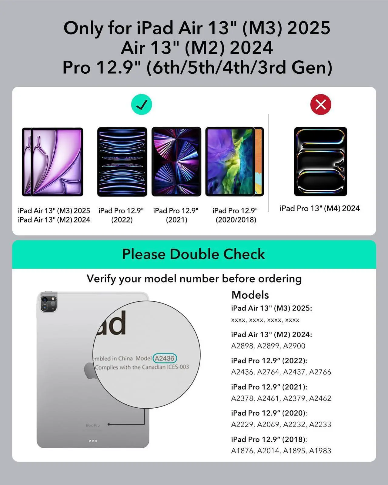 Alt view image 2 of 5 - ESR iPad Air 13/Pro 12.9 Inch Case Keyboard + Stylus Pen for iPad