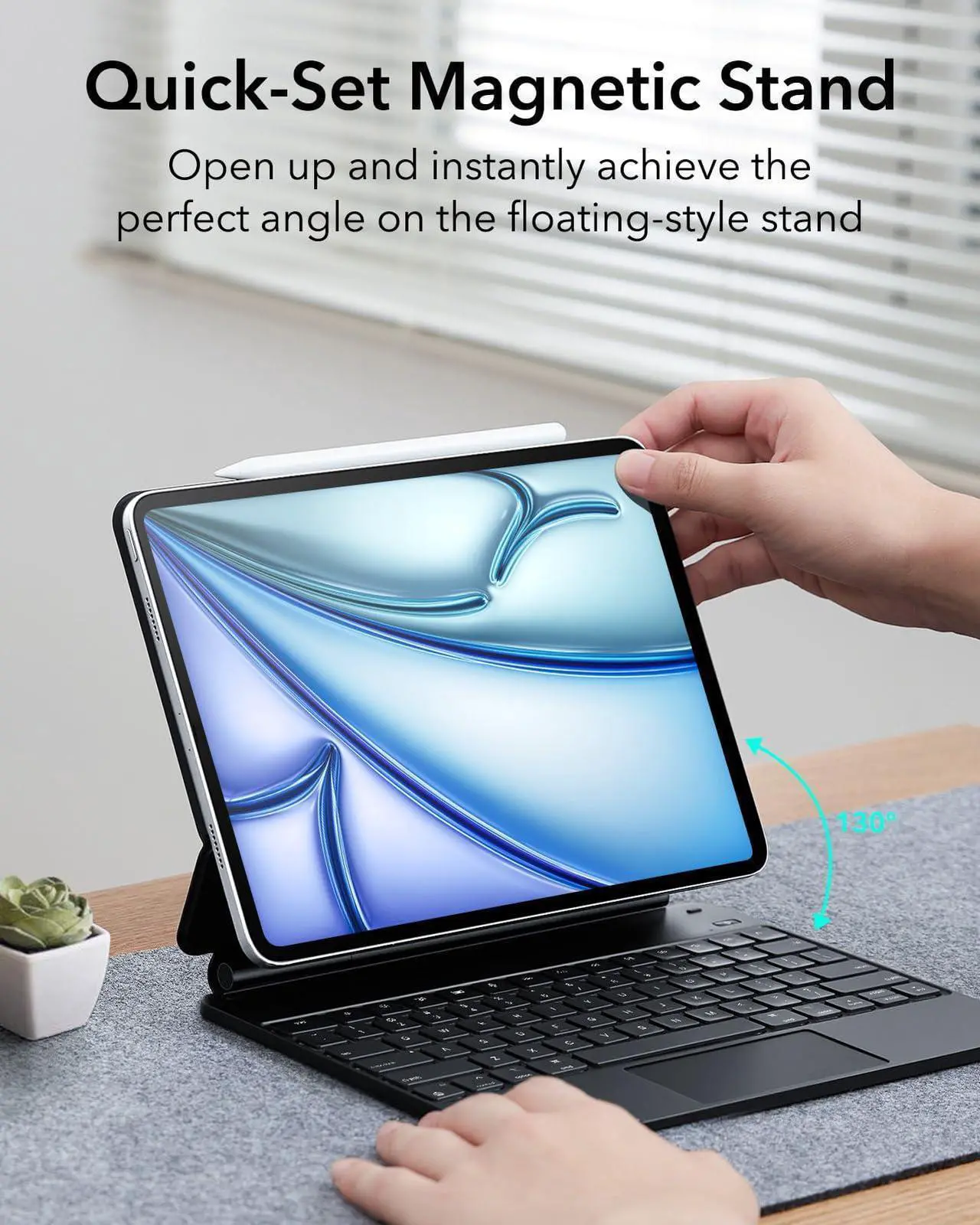 Alt view image 3 of 5 - ESR iPad Air 13/Pro 12.9 Inch Case Keyboard + Stylus Pen for iPad