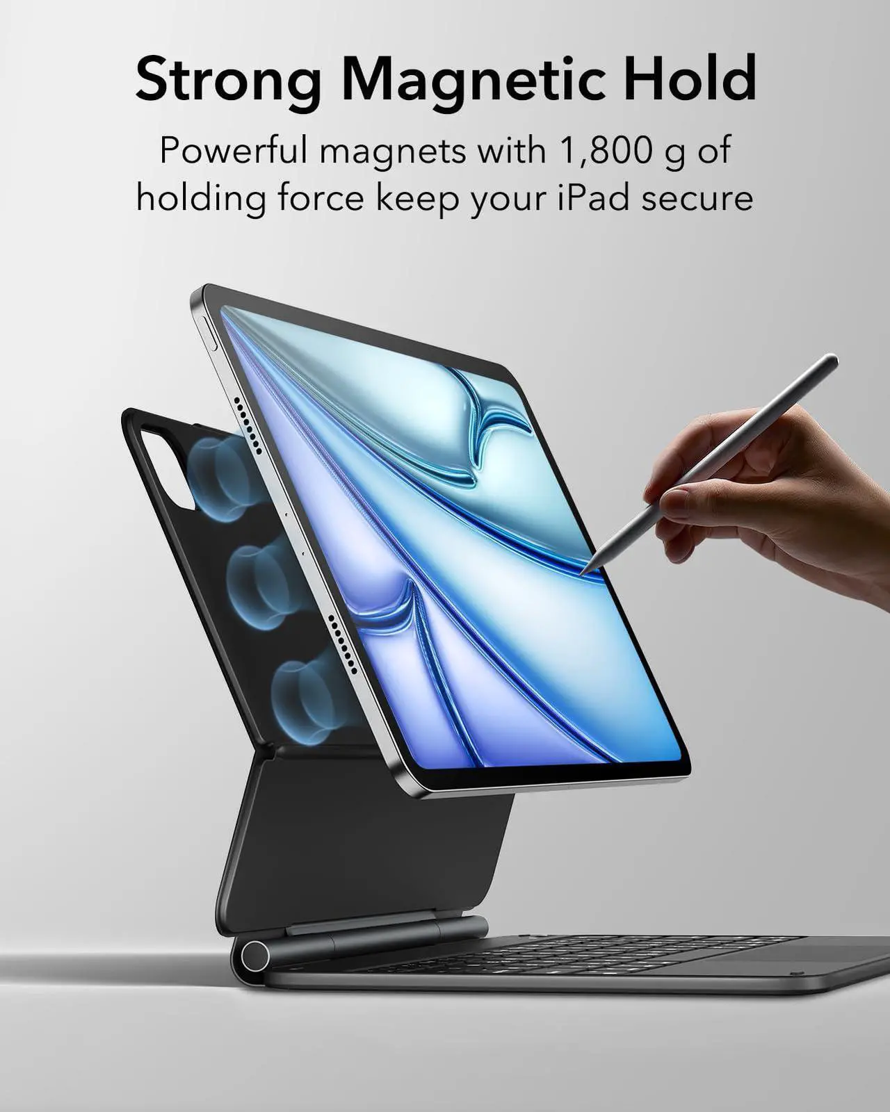 Alt view image 4 of 5 - ESR iPad Air 13/Pro 12.9 Inch Case Keyboard + Stylus Pen for iPad