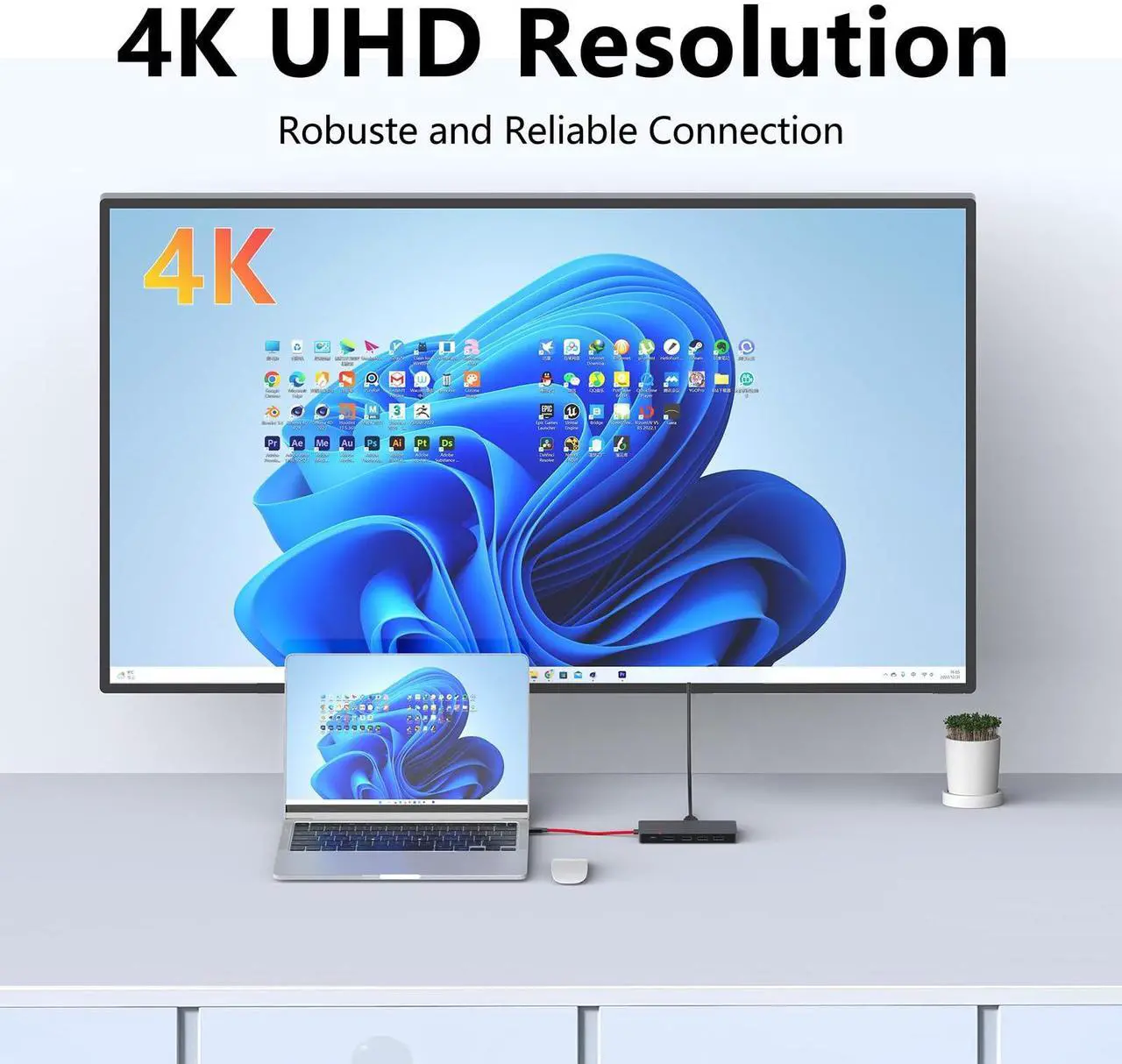 Alt view image 5 of 5 - ANYPLUS USB C Docking Station Dual Monitor, 11-in-1 USB C to HDMI Multiport Adapter with VGA,100W PD Charging (2USB 3.0/2USB 2.0) Ethernet, RJ45 TF/SD Card Reader for MacBook IPad Pro Dell Hp