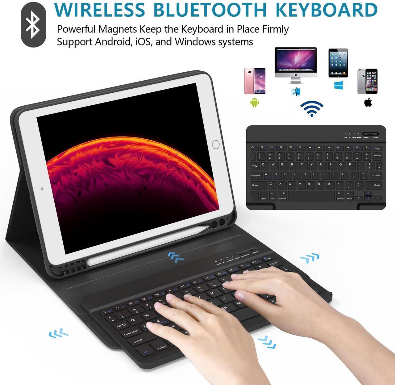 Alt view image 3 of 5 - Keyboard Case for iPad 9th/8th/7th Generation 10.2", for iPad 9th Generation Case with Magnetic Detachable Wireless Keyboard, Auto Sleep/Wake Function, for iPad Pro 10.5"/iPad Air 3rd Gen (Black)