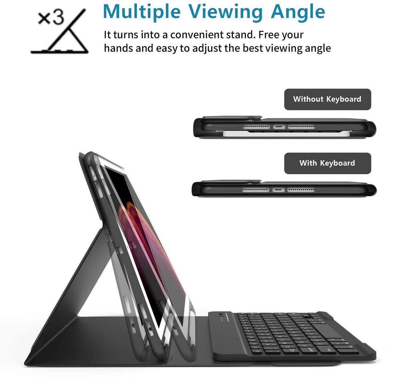 Alt view image 4 of 5 - Keyboard Case for iPad 9th/8th/7th Generation 10.2", for iPad 9th Generation Case with Magnetic Detachable Wireless Keyboard, Auto Sleep/Wake Function, for iPad Pro 10.5"/iPad Air 3rd Gen (Black)