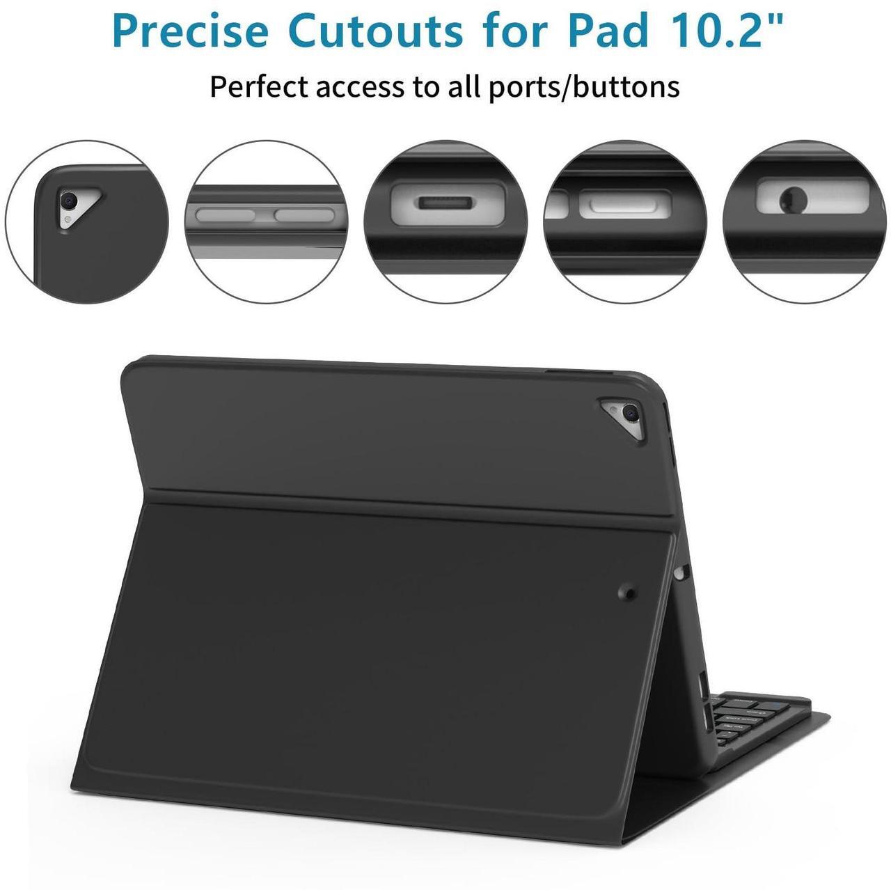 Alt view image 5 of 5 - Keyboard Case for iPad 9th/8th/7th Generation 10.2", for iPad 9th Generation Case with Magnetic Detachable Wireless Keyboard, Auto Sleep/Wake Function, for iPad Pro 10.5"/iPad Air 3rd Gen (Black)