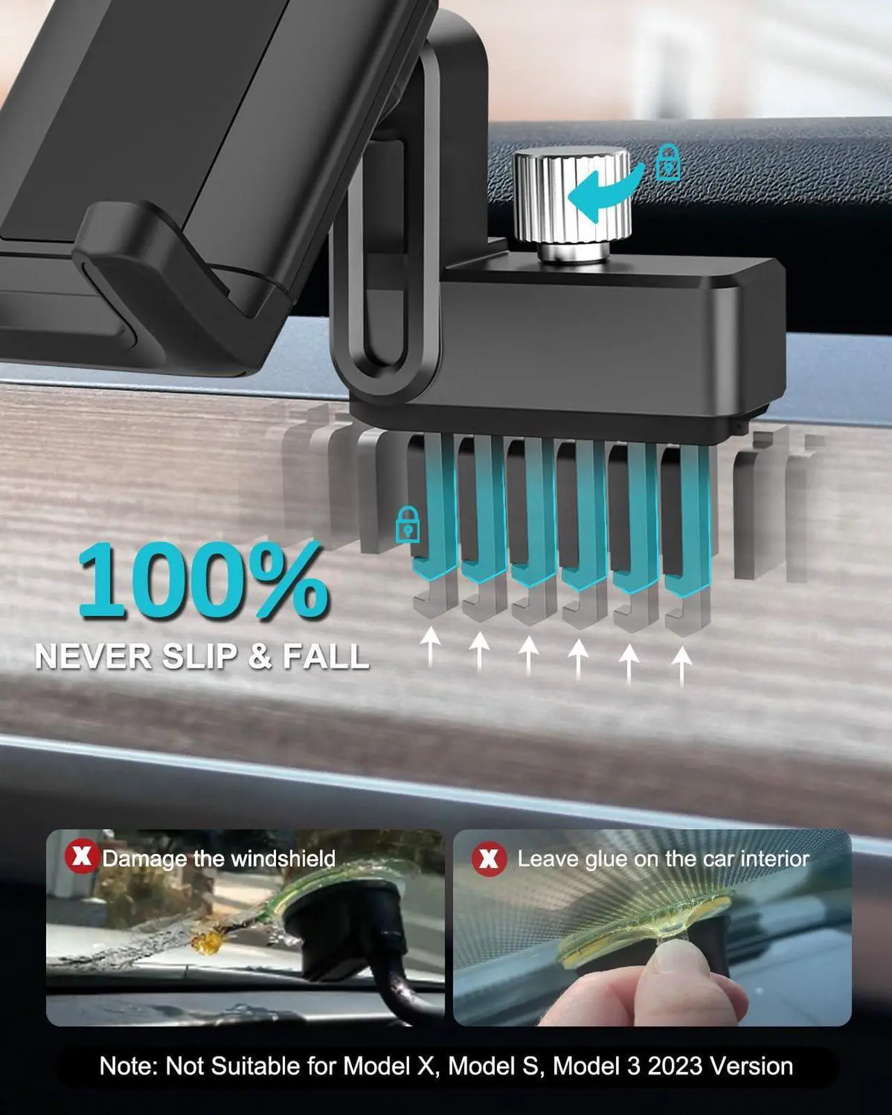 Alt view image 3 of 5 - Dosvsi Tesla Tablet Mount for Passenger, Tesla Model Y/ 3 Co-Pilot Tablet Holder for Air Vent, [Anti-Shake - 6 Hooks Clip] Tesla Road Trip Essentials for iPad Pro Air Mini, Galaxy Tab, 4-13" Devices