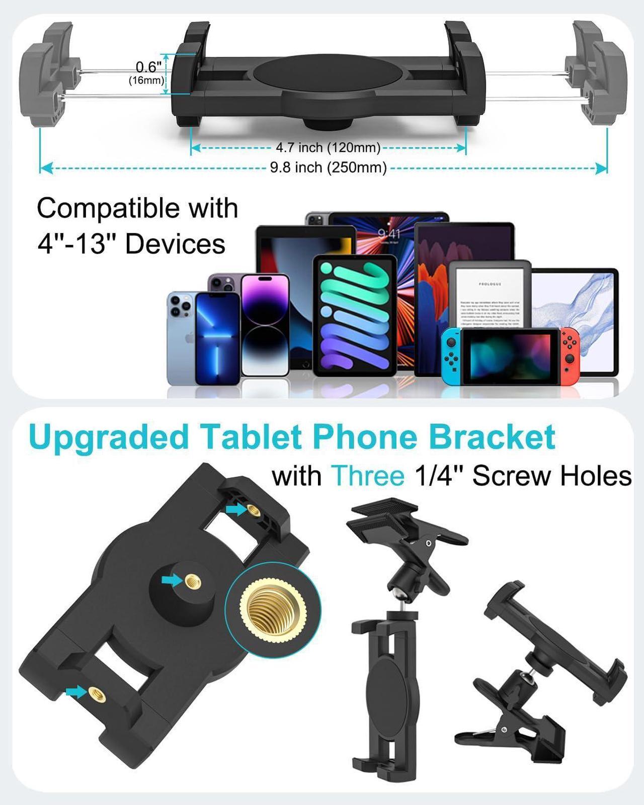 Alt view image 3 of 5 - Dosvsi Sun Visor Tablet Holder for Car, Metal Clip Truck Visor Tablet Mount, 360deg Rotating Visor Phone Clamp Mount with 1/4" Screw, for iPad Pro Air Mini, Galaxy Tab, iPhone, Camera, 4-11" Tablets