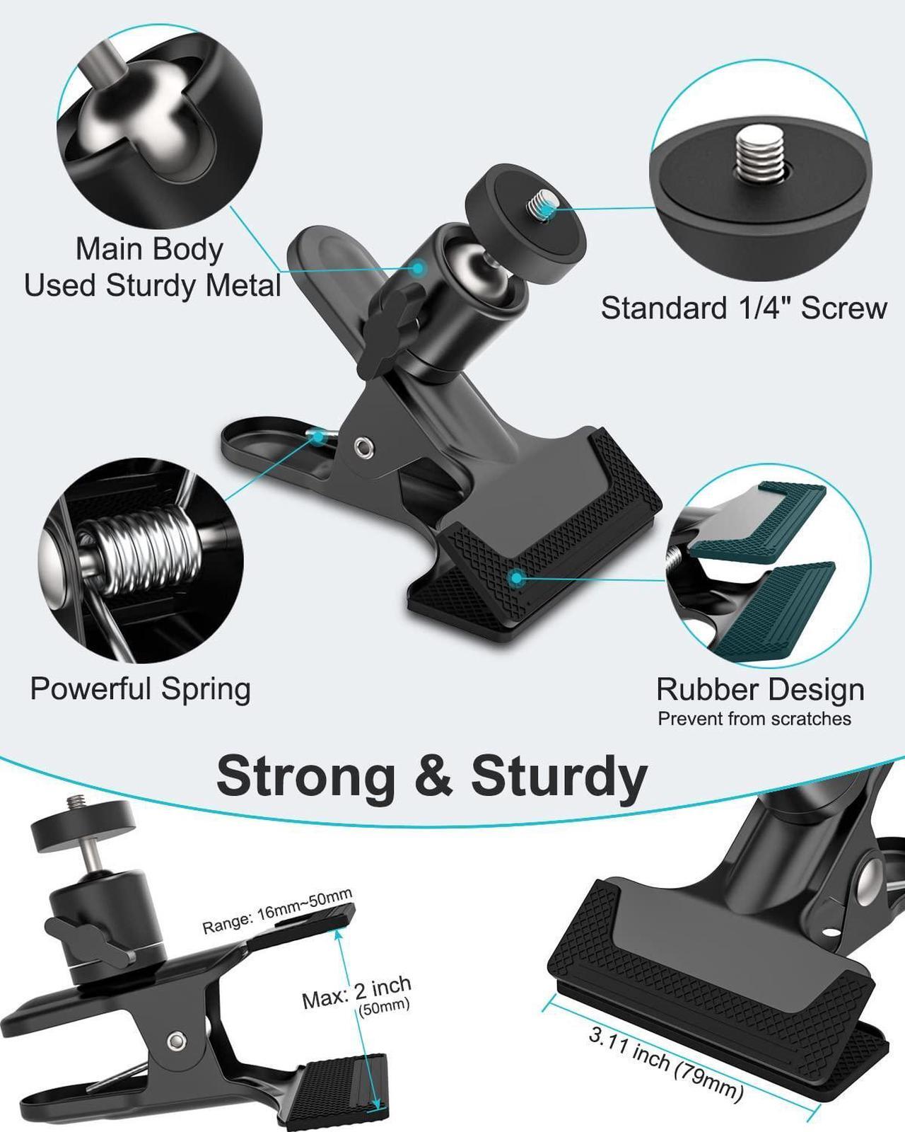 Alt view image 4 of 5 - Dosvsi Sun Visor Tablet Holder for Car, Metal Clip Truck Visor Tablet Mount, 360deg Rotating Visor Phone Clamp Mount with 1/4" Screw, for iPad Pro Air Mini, Galaxy Tab, iPhone, Camera, 4-11" Tablets
