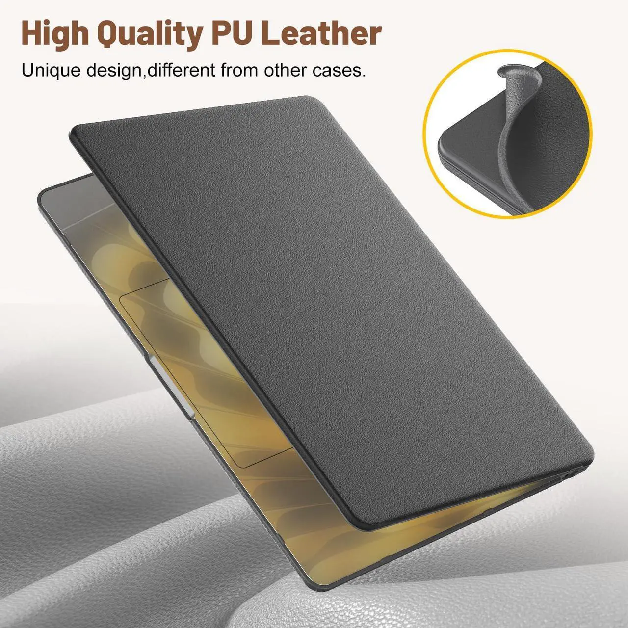 Alt view image 4 of 5 - KAIJIAbox Case for MacBook Air 15 Inch Case,Foldable Stand and Mouse Pad/Bag,Plastic Hard Shell,Exquisite PU Leather Protective Cover for MacBook Air 15 Inch(2022/2024/2025)[M2 A2941/M3 A3114](Grey)