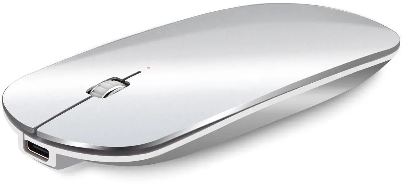 Main image of KANG RUI Bluetooth Mouse Slim Mini Portable Flat Travel Wireless Mouse Rechargeable t Ultra Thin Mice Quie Compatible with Laptop PC Notebook Tablet (Silver)