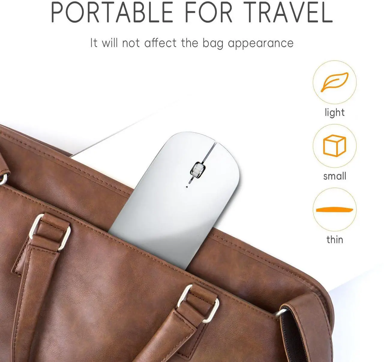 Alt view image 5 of 5 - KANG RUI Bluetooth Mouse Slim Mini Portable Flat Travel Wireless Mouse Rechargeable t Ultra Thin Mice Quie Compatible with Laptop PC Notebook Tablet (Silver)