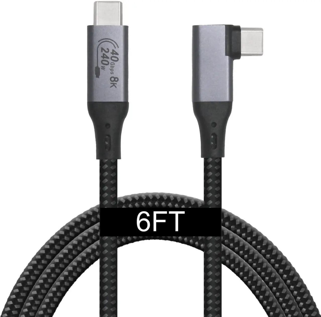 Main image of VEBNER 6-Foot USB4 Cable Compatible with Thunderbolt 3, Thunderbolt 4 and USB-C - Supports 8K HD Display, 40gbps Data Transfer, 240W Charging - 90-Degree Right Angle USB-C