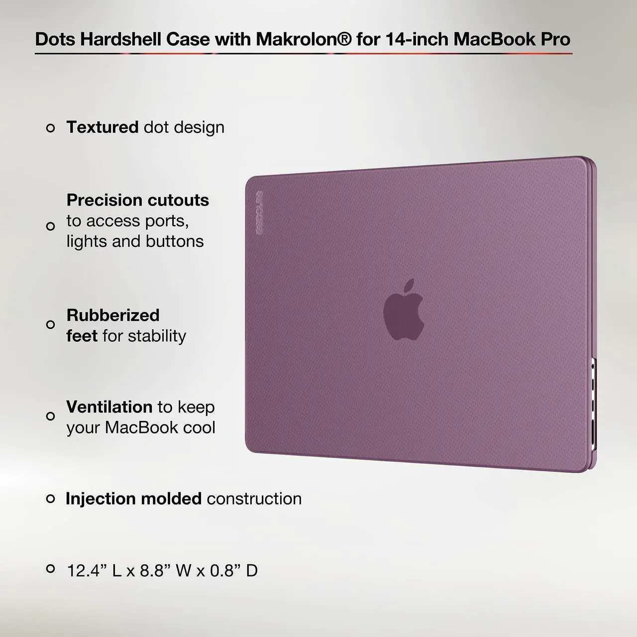 Alt view image 3 of 5 - Incase Dots Hardshell with Makrolon® - MacBook Pro 14 inch Case - 2024, 2023, 2022, 2021, M4, M3, M2, M1 - MacBook Case, Laptop Cover, Protective Hard Shell, Scratch Resistant - Nordic Mauve