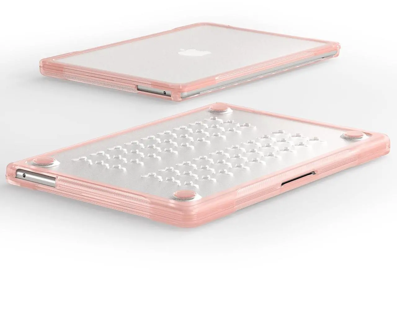 Alt view image 5 of 5 - Batianda Ultimate Laptop Case for M4 MacBook Air 13.6 inch 2025 2024 2022 Model A3240/A3113/A2681 Matte Bling Transparent Surface Carbon Fiber Edges Anti-Scratch and Anti-Fingerprint, Peach Pink