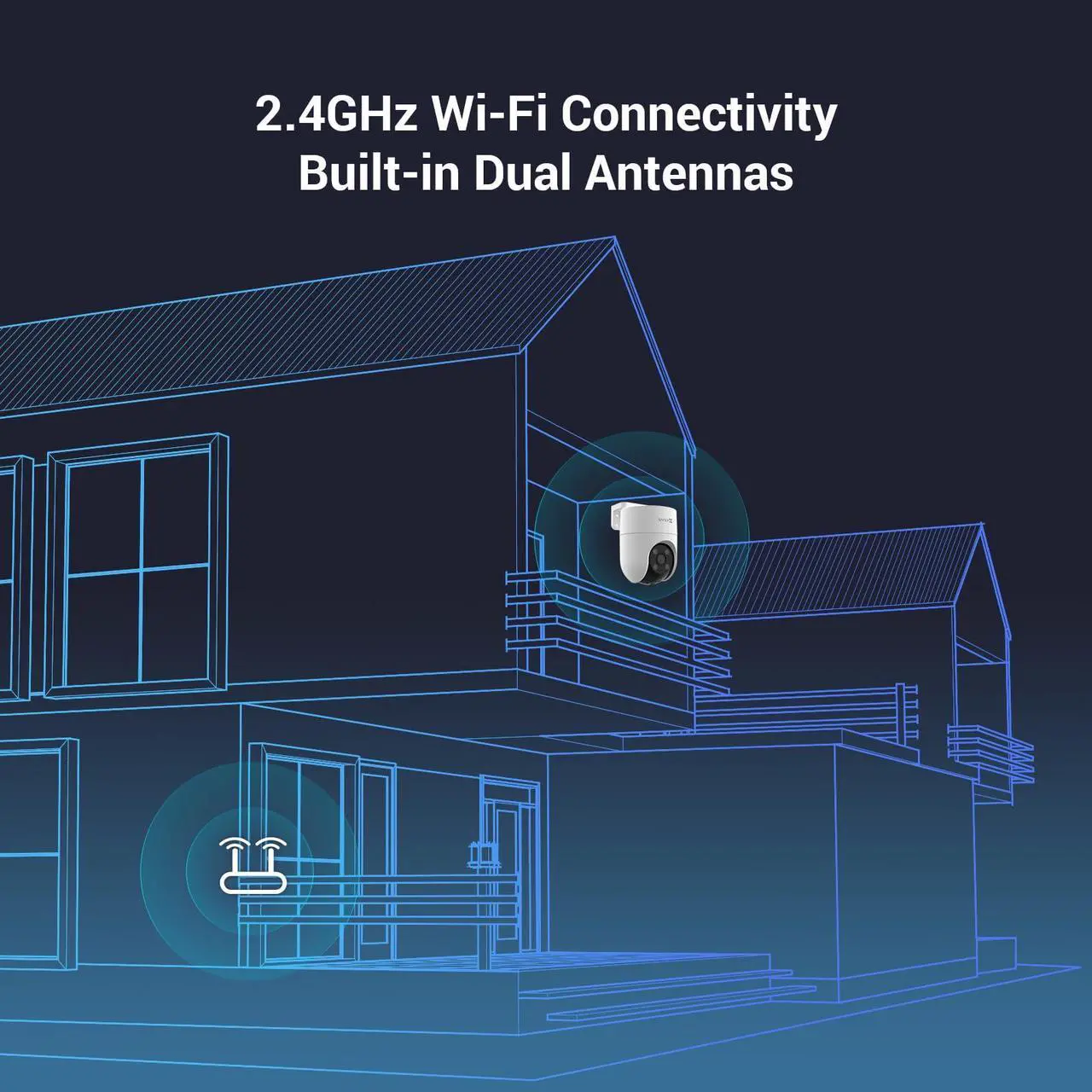 Alt view image 2 of 5 - EZVIZ 360° Security Camera Outdoor with Auto-Tracking, WiFi Surveillance Camera for Home Security, Human/Motion Detection, Color Night Vision, Two-Way Talk, Waterproof, Alexa/Google | H8C 2MP