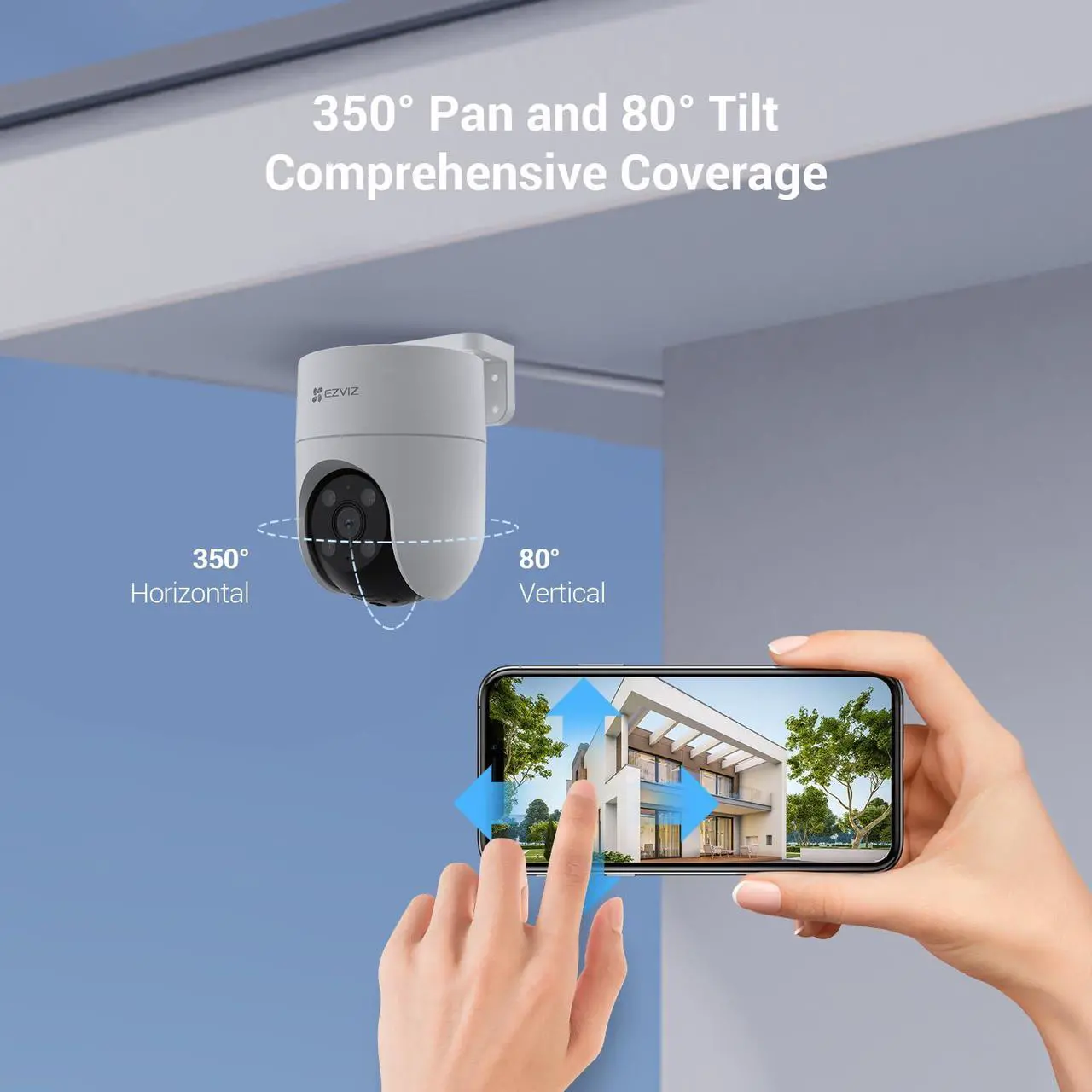 Alt view image 4 of 5 - EZVIZ 360° Security Camera Outdoor with Auto-Tracking, WiFi Surveillance Camera for Home Security, Human/Motion Detection, Color Night Vision, Two-Way Talk, Waterproof, Alexa/Google | H8C 2MP