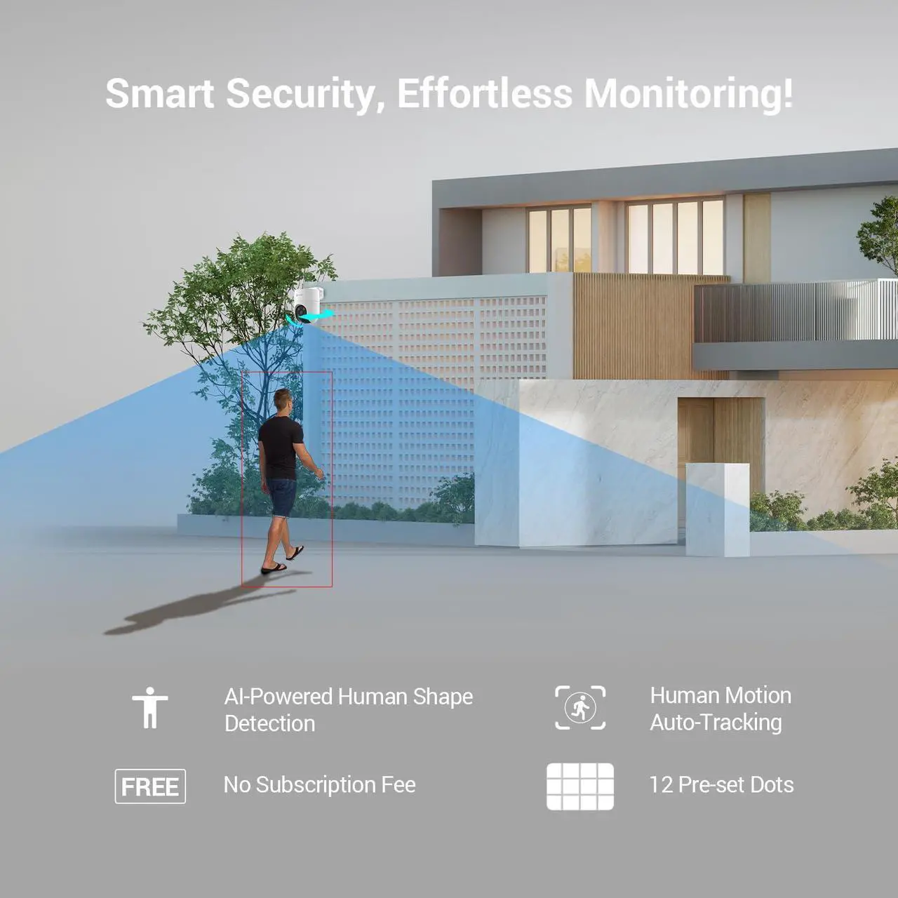 Alt view image 5 of 5 - EZVIZ 360° Security Camera Outdoor with Auto-Tracking, WiFi Surveillance Camera for Home Security, Human/Motion Detection, Color Night Vision, Two-Way Talk, Waterproof, Alexa/Google | H8C 2MP