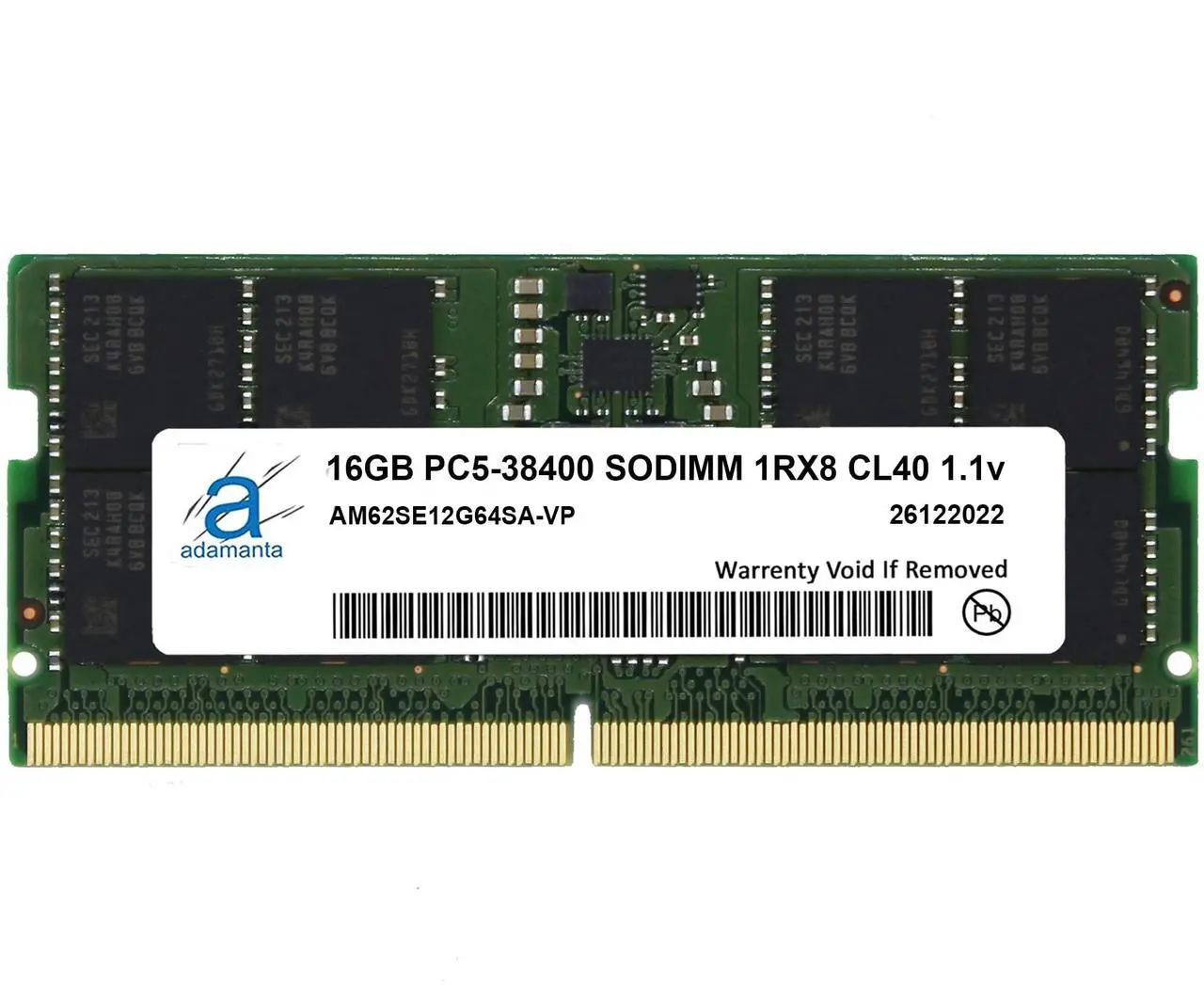 Main image of Adamanta 16GB (1x16GB) DDR5 4800MHz PC5-38400 SODIMM 1Rx8 CL40 1.1v Laptop Notebook Memory Module Upgrade RAM