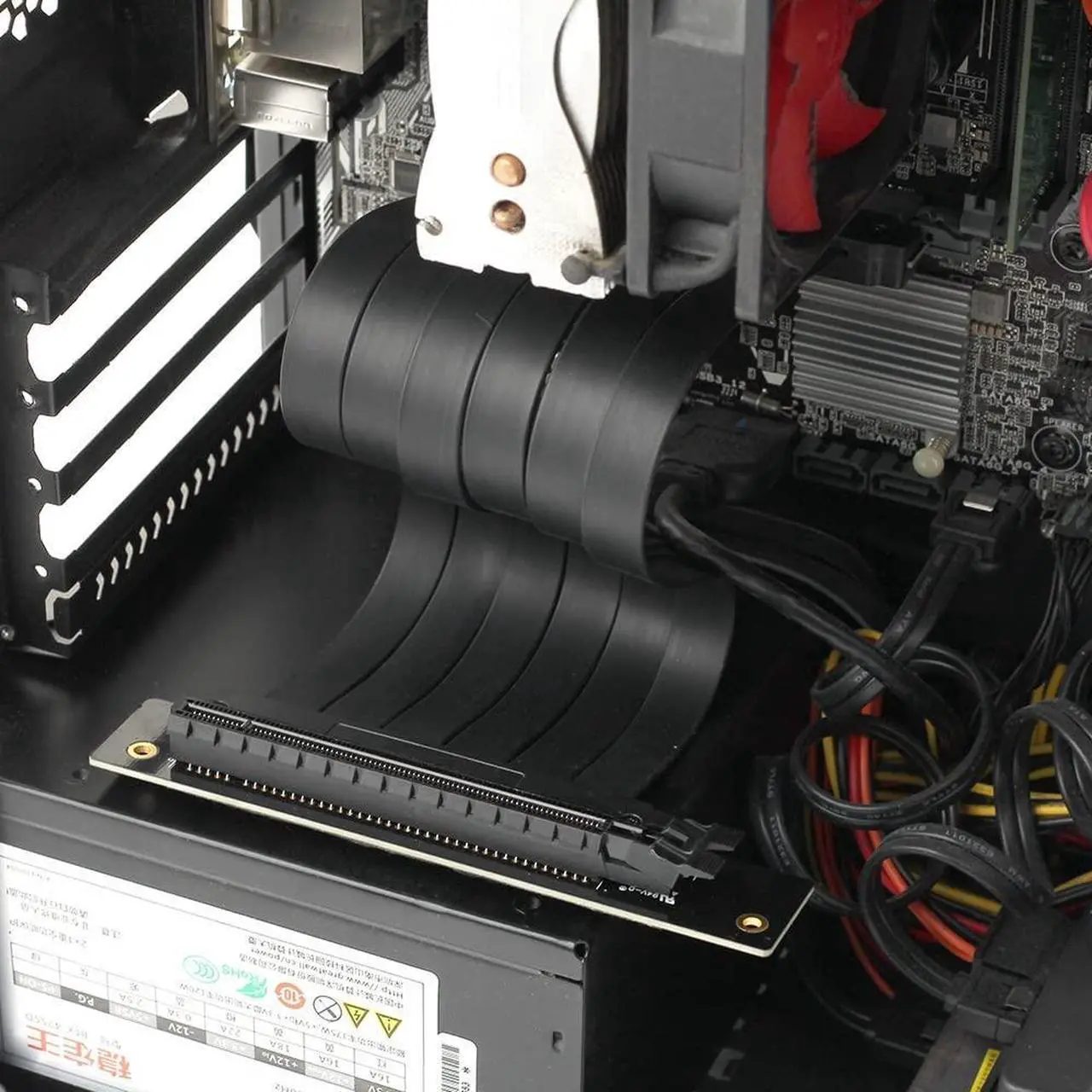 Alt view image 5 of 5 - lilila-ree Graphics Card GPU Vertical Full Speed PCI-E 4.0 x16 Riser Cable High Speed Gen4 Flexible Extender Riser Cable Extension Port 90 Degree Adapter (200mm)