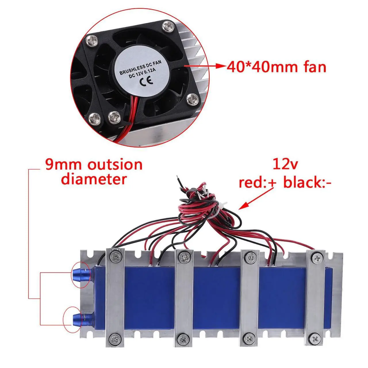 Alt view image 4 of 5 - 12V 4-Chip TEC1-12706 Thermoelectric 240w Peltier Cooler DIY Air Cooling Device Thermoelectric Refrigeration Cooling System Kit